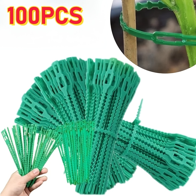Vine Climbing Plastic - สายรัดต้นไม้แบบปรับได้ 100 ชิ้น ใช้ซ้ำได้ เหมาะสำหรับรองรับไม้เลื้อย มะเขือเทศ