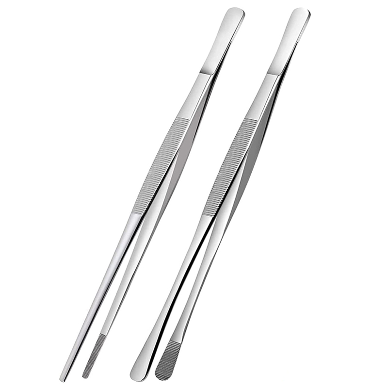 Feeding Tong Stainless - 2Pcs ครัว12นิ้วที่หนีบอาหาร,สแตนเลสสตีลแหนบสำหรับความงาม Repairing สัตว์เลี้ยง BBQ ศิลปะหัตถกรรมอาหารจัดแต่งทรงผม