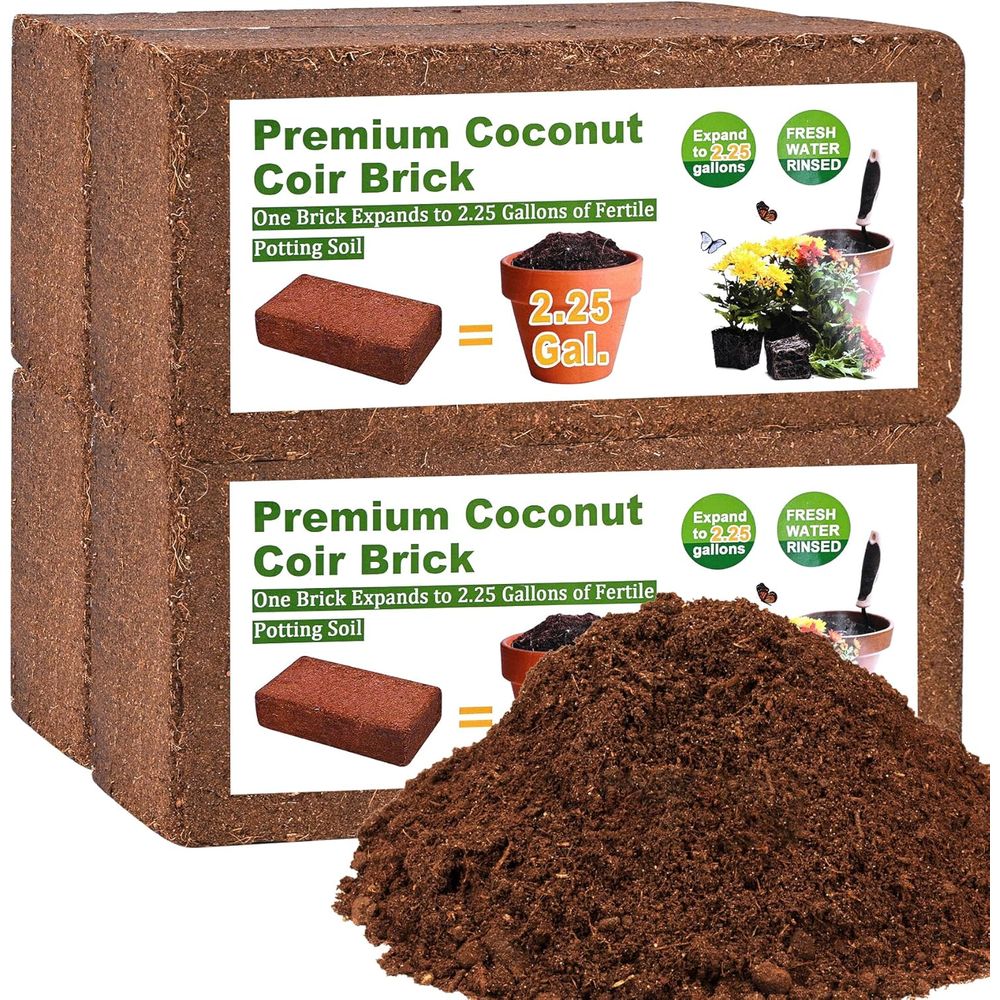 Substrate Coconut Fiber - ใยมะพร้าวอัดแท่ง 4 ชิ้น, วัสดุปลูกจากเปลือกมะพร้าว, วัสดุเพาะปลูกจากแกนเปลือกมะพร้าว, ปุ๋ยพีทมอส