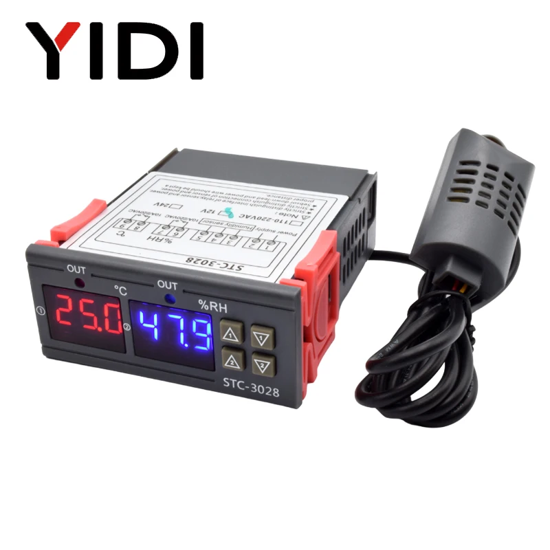 Digital Hygrometer Probe - STC-3028 LED ดิจิตอลอุณหภูมิความชื้น Controller เครื่องวัดอุณหภูมิเครื่องวัดความชื้น10A ปรับ