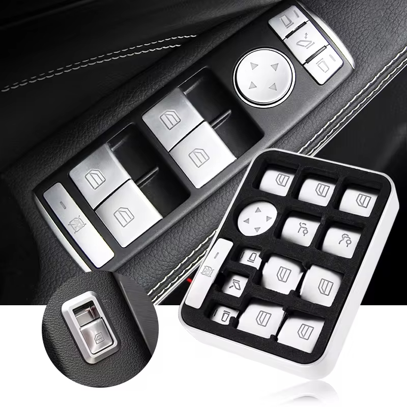 Glass Door Hinge - รถกระจกหน้าต่าง Lift ปุ่มสติกเกอร์แผงสวิทช์จัดแต่งทรงผมสําหรับ Mercedes Benz A