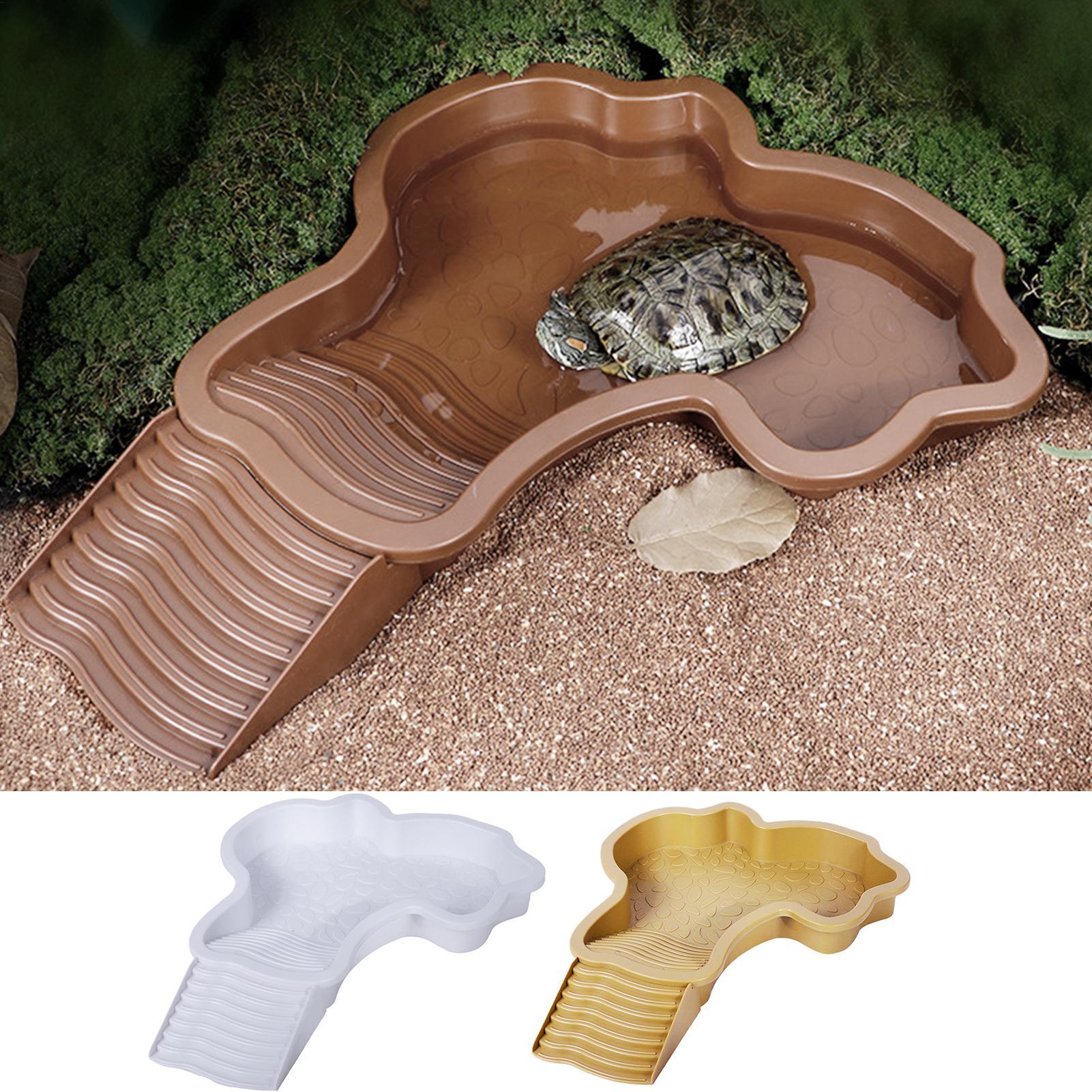 Water Dish Reptile - สระอาบน้ำสัตว์เลื้อยคลานพร้อมทางลาด อ่างแช่ตัวเต่า กันลื่น ชามน้ำสำหรับเต่า ตุ๊กแกมีหนวด ตุ๊กแก