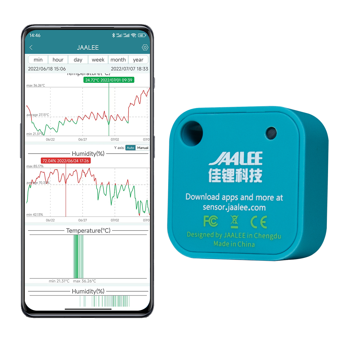 Digital Hygrometer Probe - Jaalee JHT อุณหภูมิ/ความชื้น/Dewpoint/VPD Sensor เครื่องวัดอุณหภูมิ/เครื่องวัดความชื้น Logger