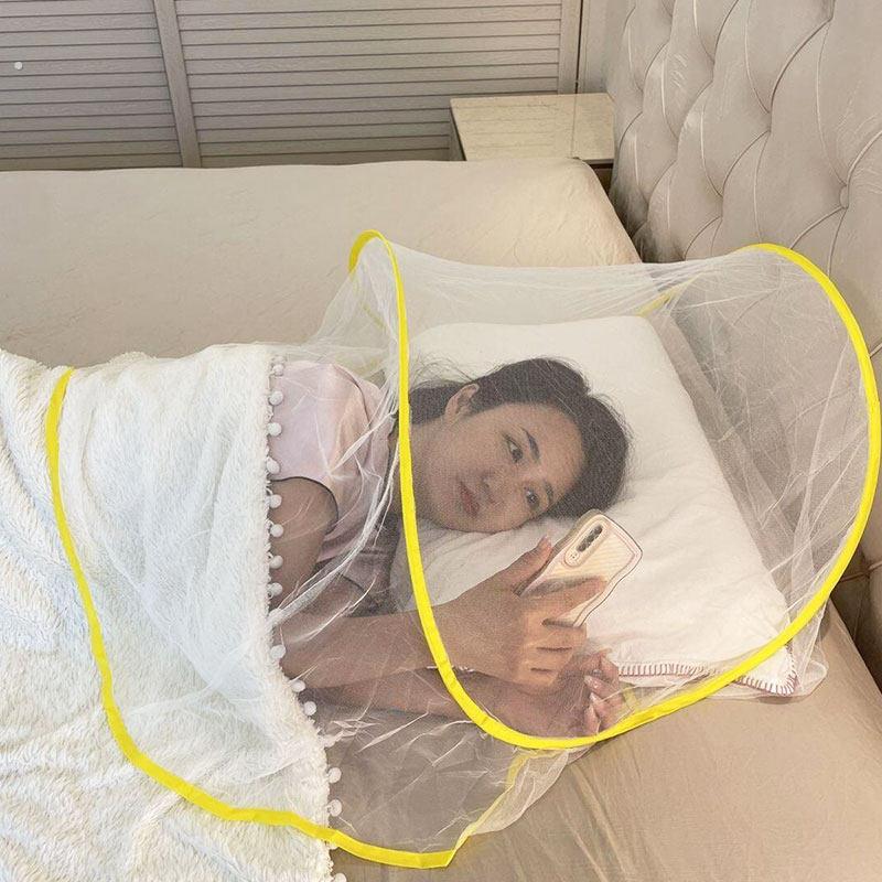 Screen Top Mesh - มุ้งครอบศีรษะแบบพับได้ ไม่ต้องติดตั้ง ตาข่ายกันยุงสำหรับห้องนอน ป้องกันยุง ป้องกันแสง ทำจากไนลอน