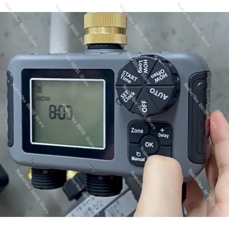 Timer Dual Outlet - ตัวตั้งเวลาควบคุมการรดน้ำสวนอัตโนมัติแบบหน้าจอขนาดใหญ่ 3 ช่อง พร้อมข้อต่อโลหะ อุปกรณ์รดน้ำแบบตั้งเวลาคู่