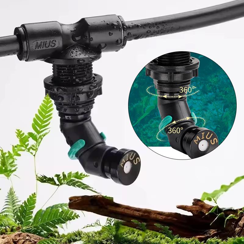 Misting Nozzle Reptile - 360 ° ระบบหัวฉีดสเปรย์ปรับได้ สำหรับสัตว์เลื้อยคลาน เครื่องพ่นหมอก ระบบทำความเย็น