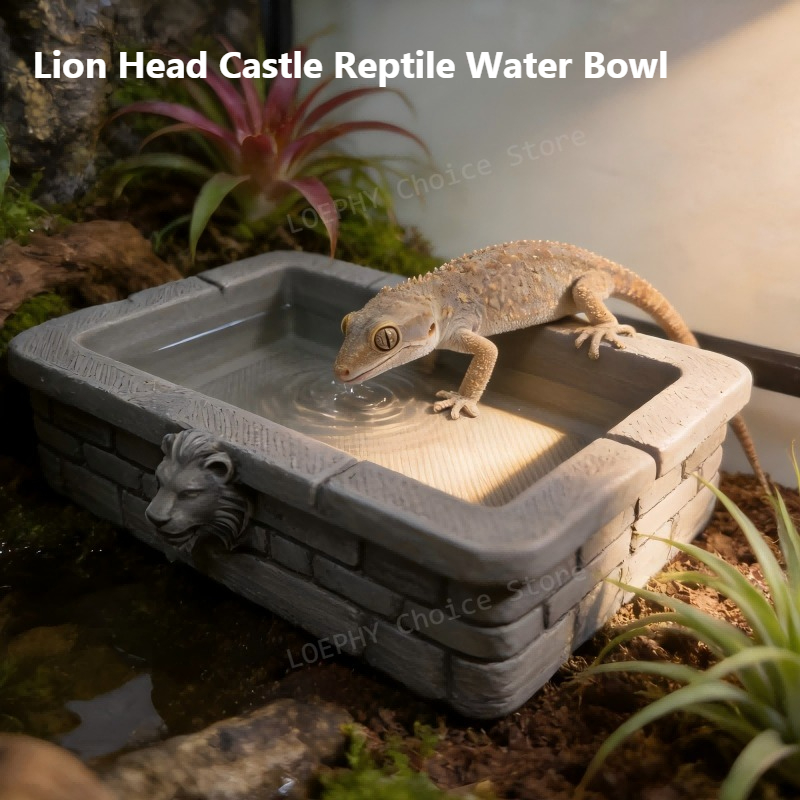 Water Dish Reptile - ชามน้ำสำหรับสัตว์เลื้อยคลานรูปหัวสิงโต พิมพ์ 3 มิติ วัสดุ PETG
