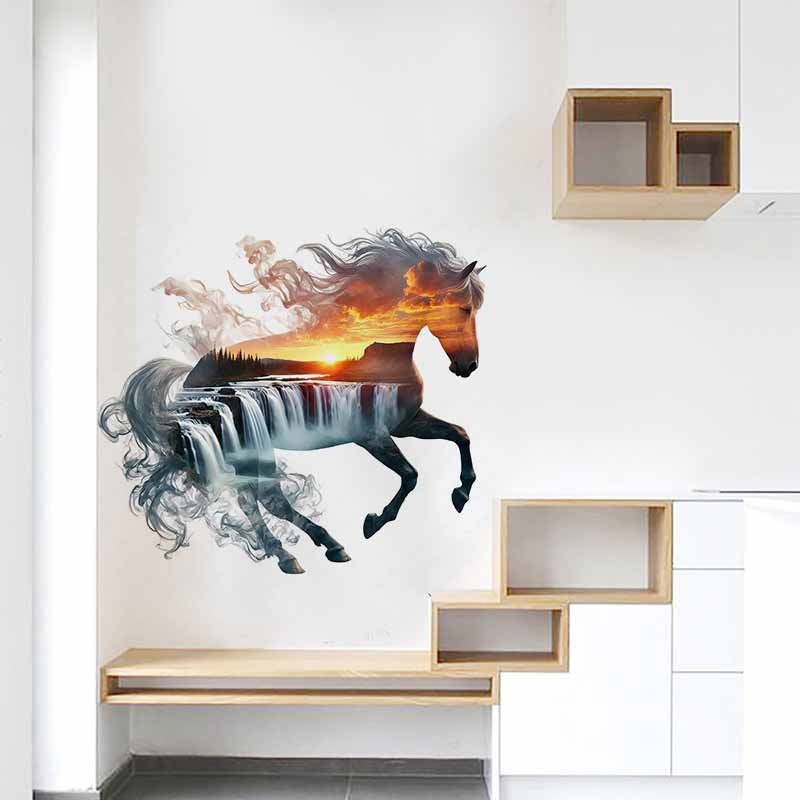 Pvc Panel Background - สติ๊กเกอร์ธรรมชาติม้าสง่างามศิลปะภูมิทัศน์สำหรับห้องนั่งเล่นประตูห้องทำงานตกแต่งพื้นหลังหน้าต่าง AA377
