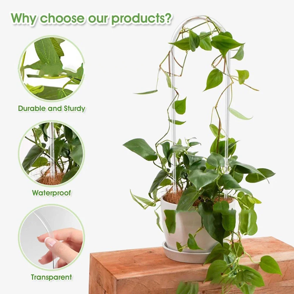 Vine Climbing Plastic - โครงอะคริลิกรูปตัวยูสำหรับพยุงต้นไม้แบบใส สำหรับปลูกในร่มและกลางแจ้ง รวมถึงต้นโพธอส 2 ชิ้น