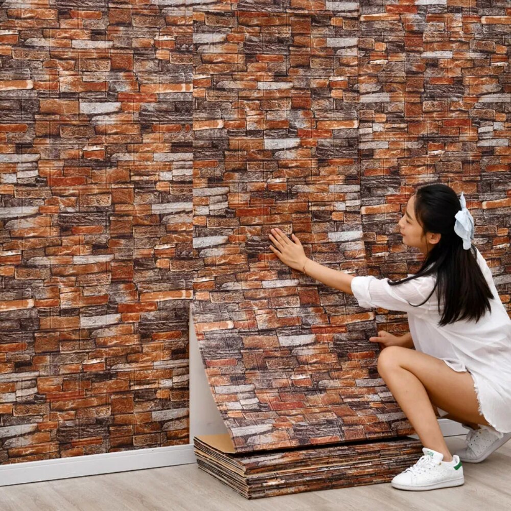 แผ่นผนังลายอิฐ3D ขนาด70ซม. * 1 - Pvc Panel Background บทวิจารณ์และราคา