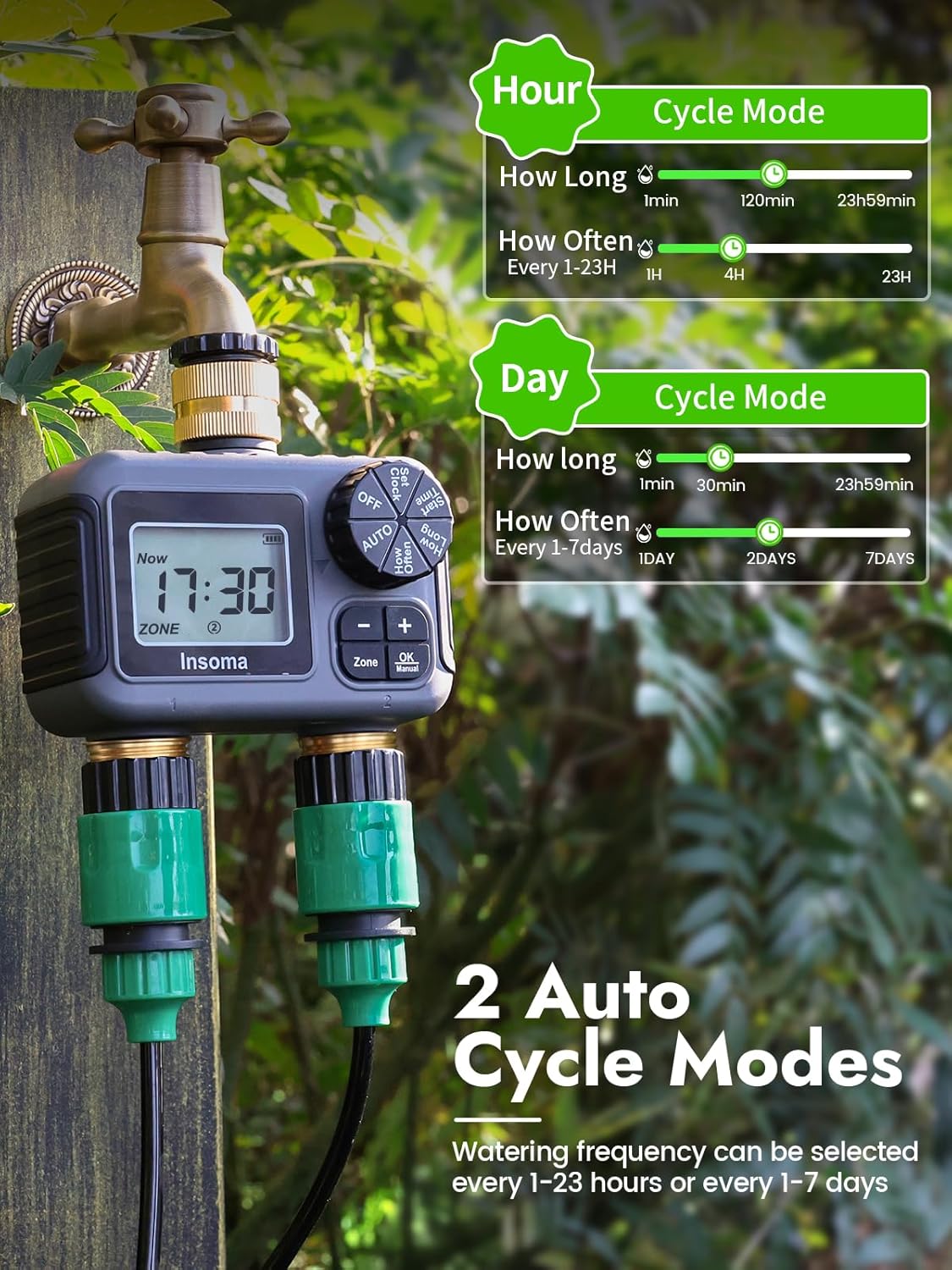 Insoma ระบบรดน้ำอัจฉริยะตั้งเว - Timer Dual Outlet บทวิจารณ์และราคา