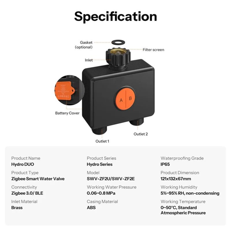 วาล์วน้ำอัจฉริยะแบบคู่ AB66-IP - Timer Dual Outlet บทวิจารณ์และราคา
