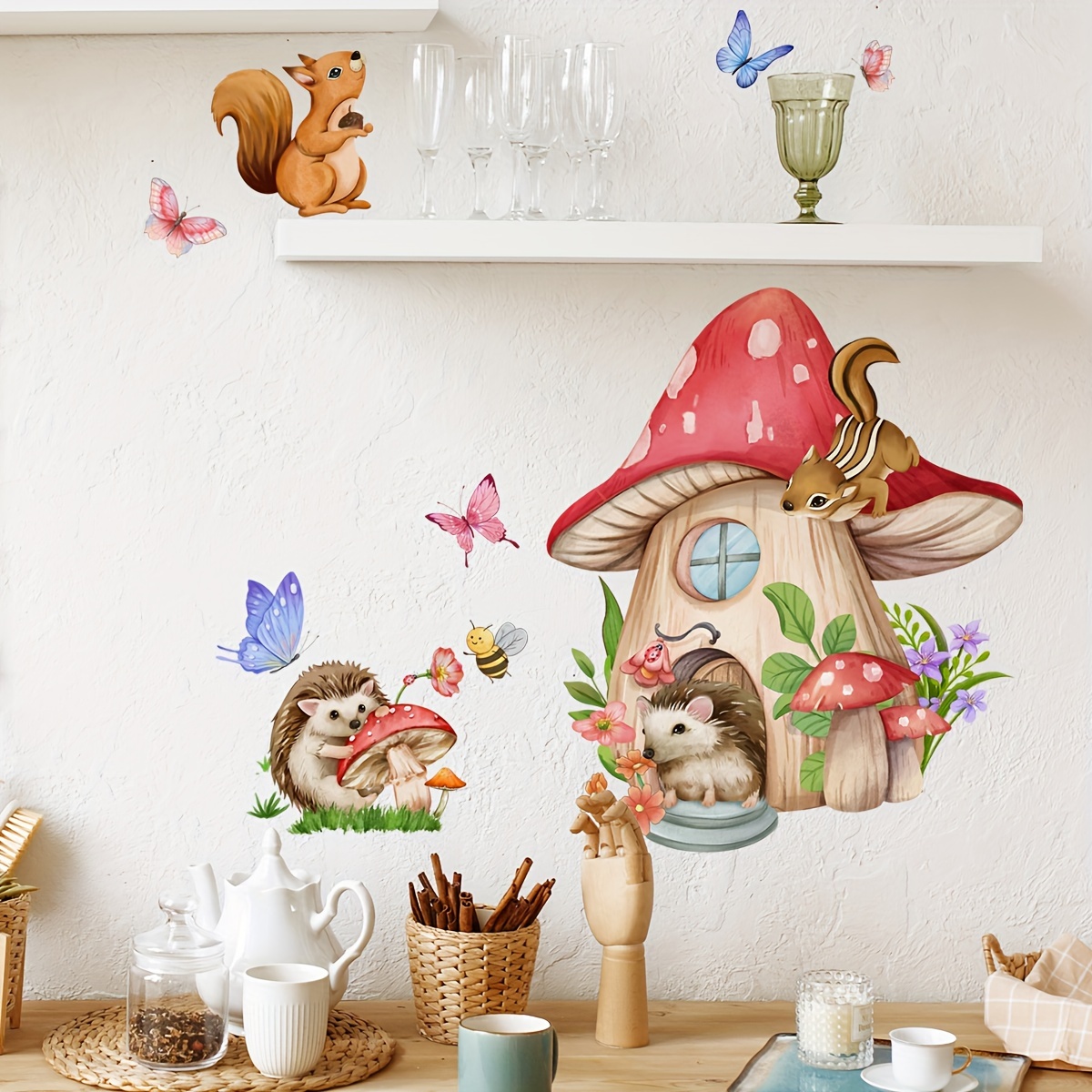 สติ๊กเกอร์ติดผนังรูปเห็ดผีเสื้ - Pvc Panel Background บทวิจารณ์และราคา